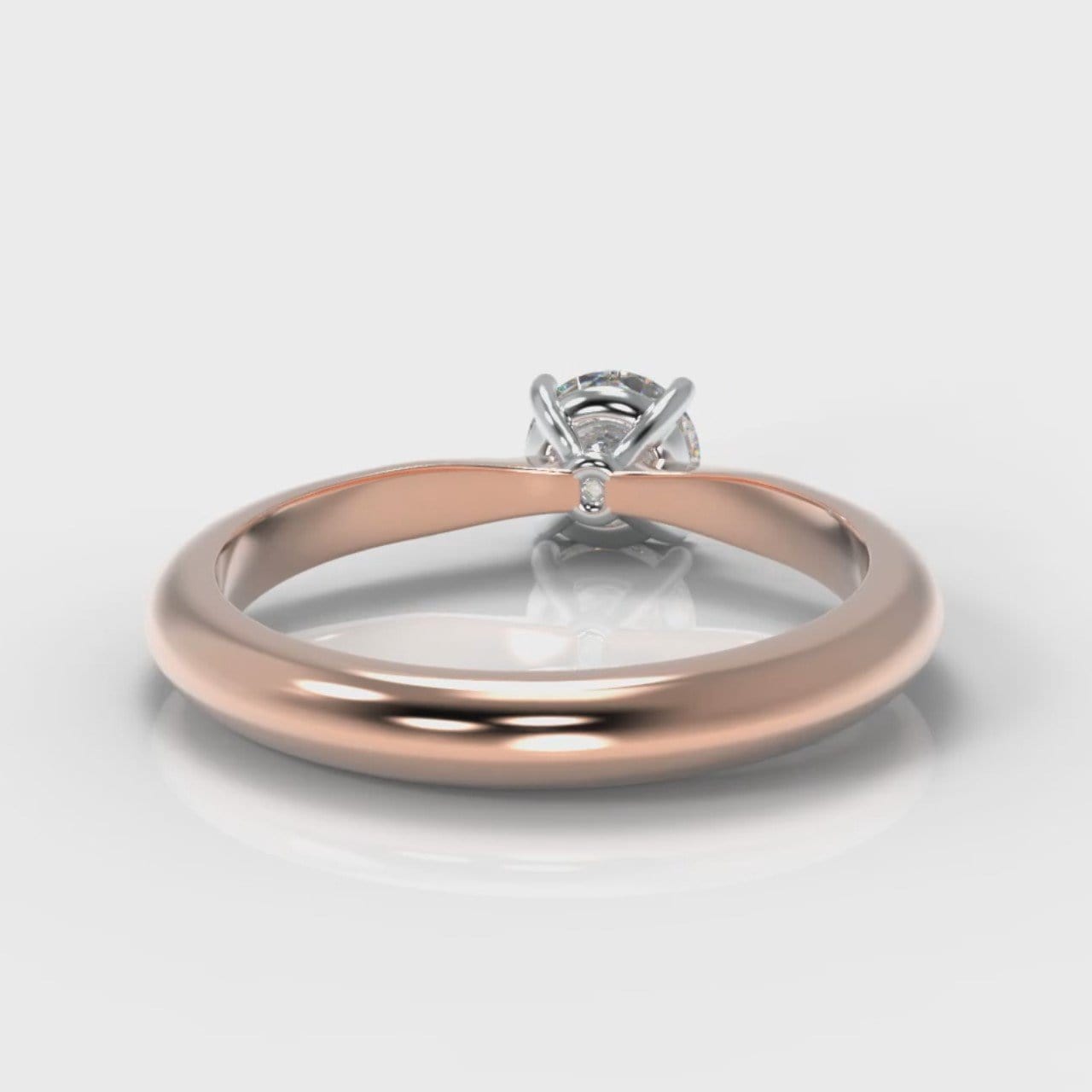 Carrée Solitaire Round Brilliant Engagement Ring - Rose Gold