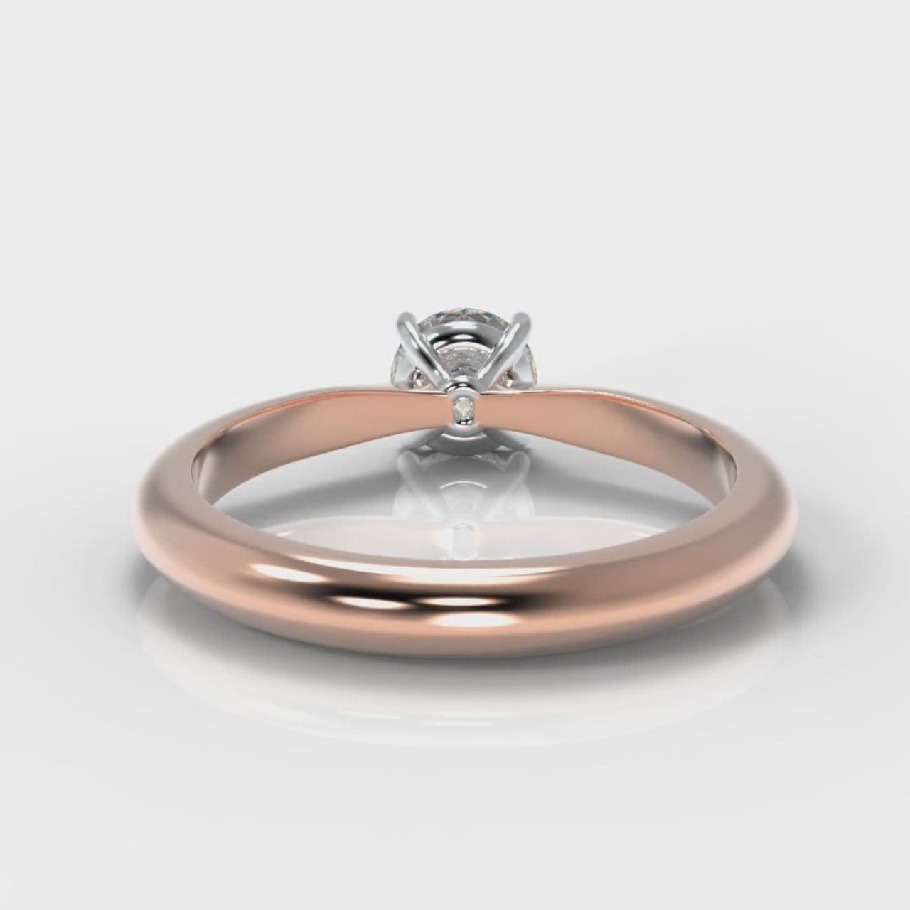 Carrée Solitaire Round Brilliant Engagement Ring - Rose Gold