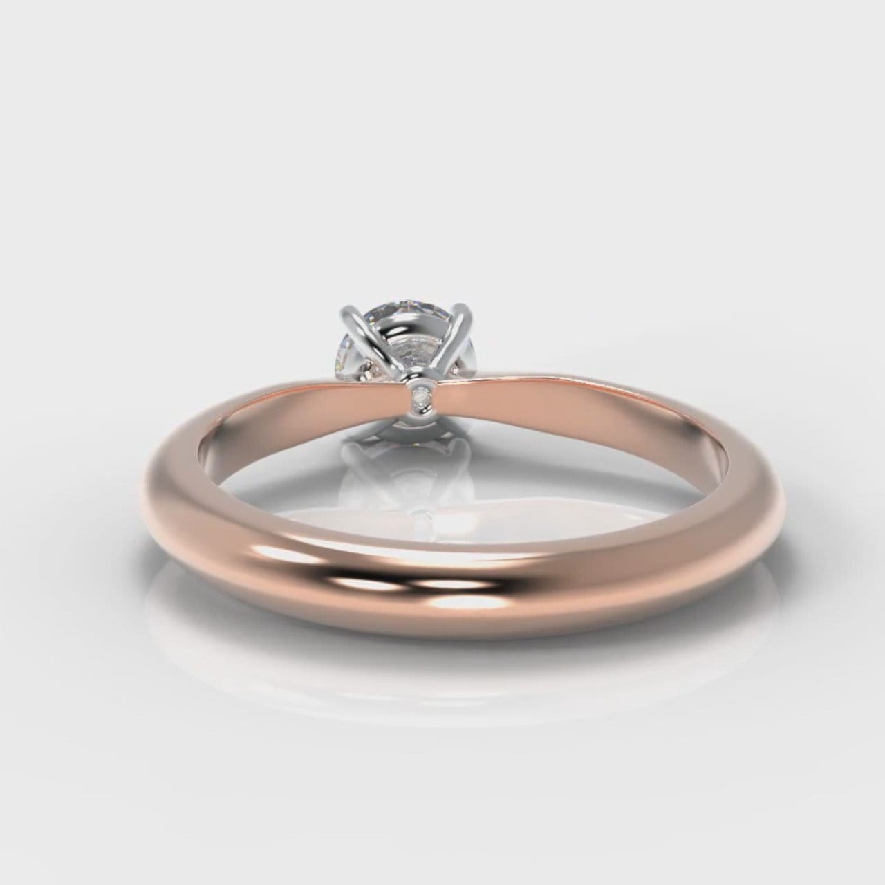 Carrée Solitaire Round Brilliant Engagement Ring - Rose Gold
