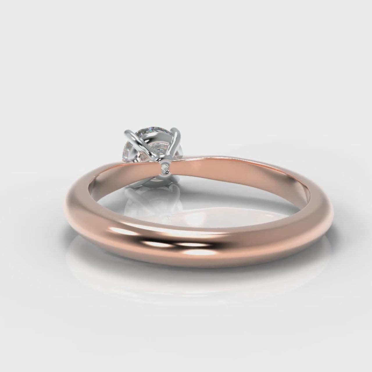 Carrée Solitaire Round Brilliant Engagement Ring - Rose Gold