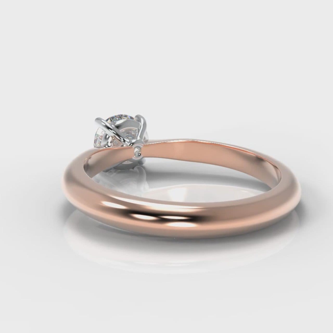 Carrée Solitaire Round Brilliant Engagement Ring - Rose Gold
