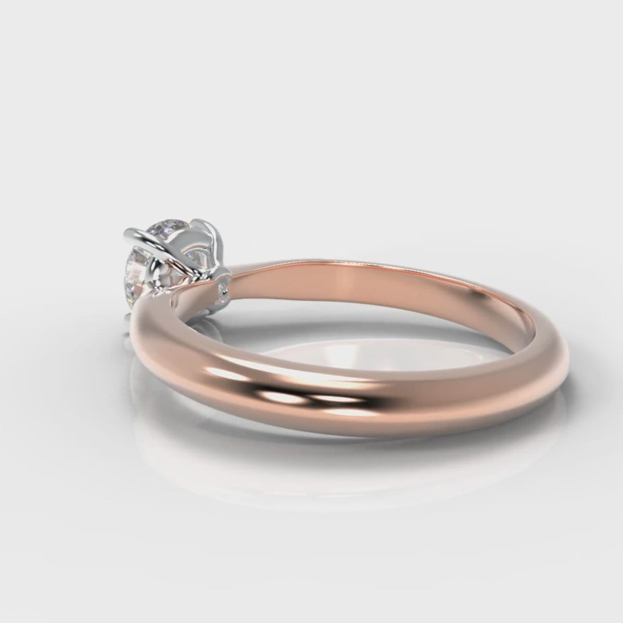 Carrée Solitaire Round Brilliant Engagement Ring - Rose Gold