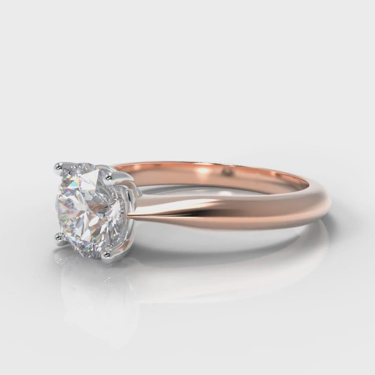 Carrée Solitaire Round Brilliant Engagement Ring - Rose Gold