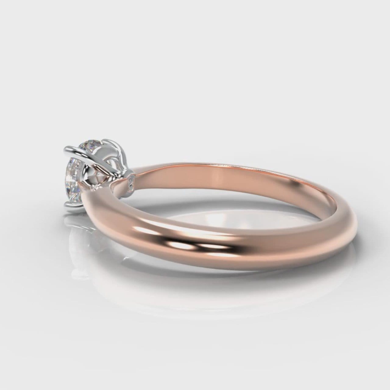 Carrée Solitaire Round Brilliant Engagement Ring - Rose Gold