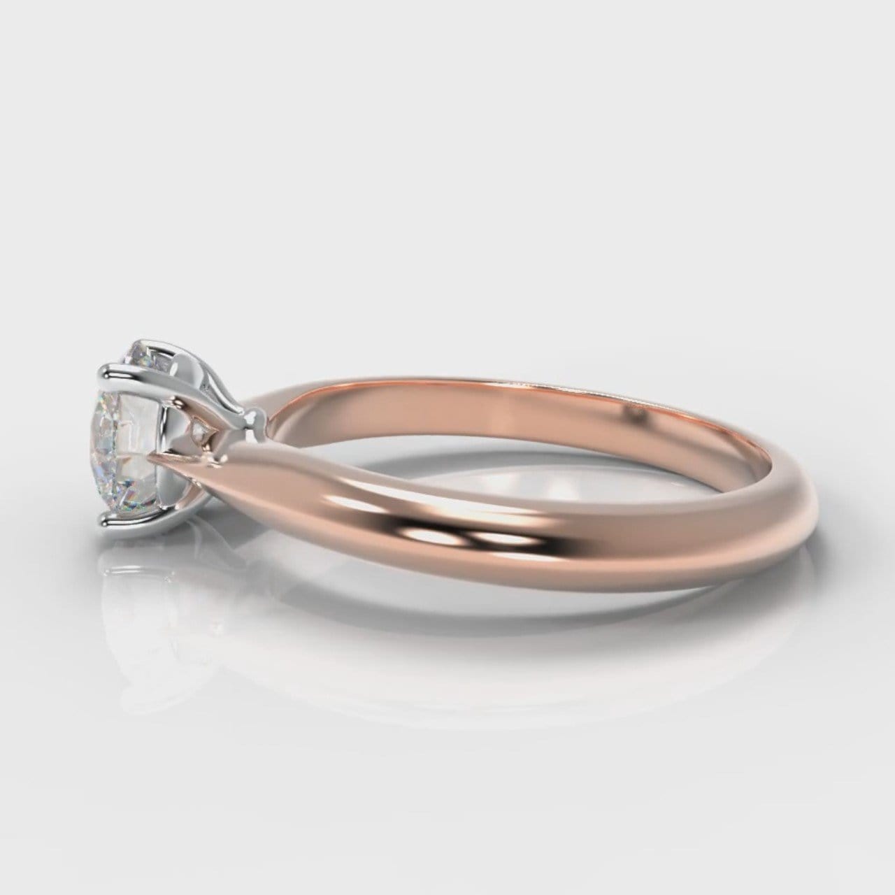 Carrée Solitaire Round Brilliant Engagement Ring - Rose Gold