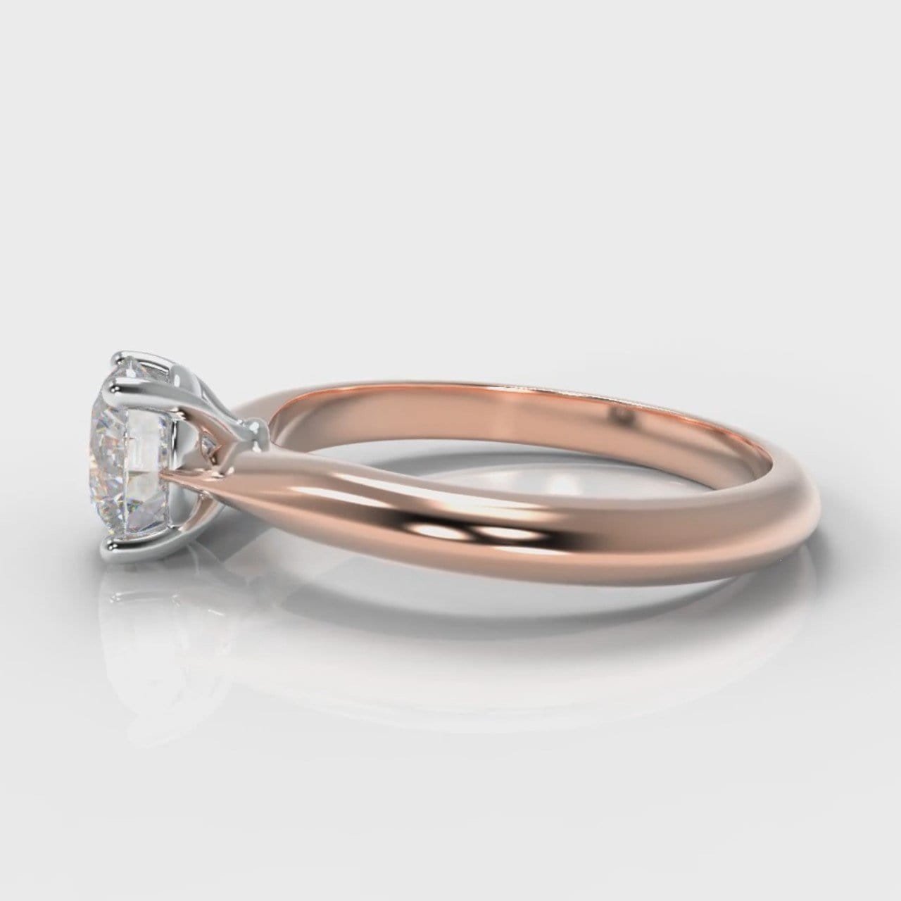 Carrée Solitaire Round Brilliant Engagement Ring - Rose Gold