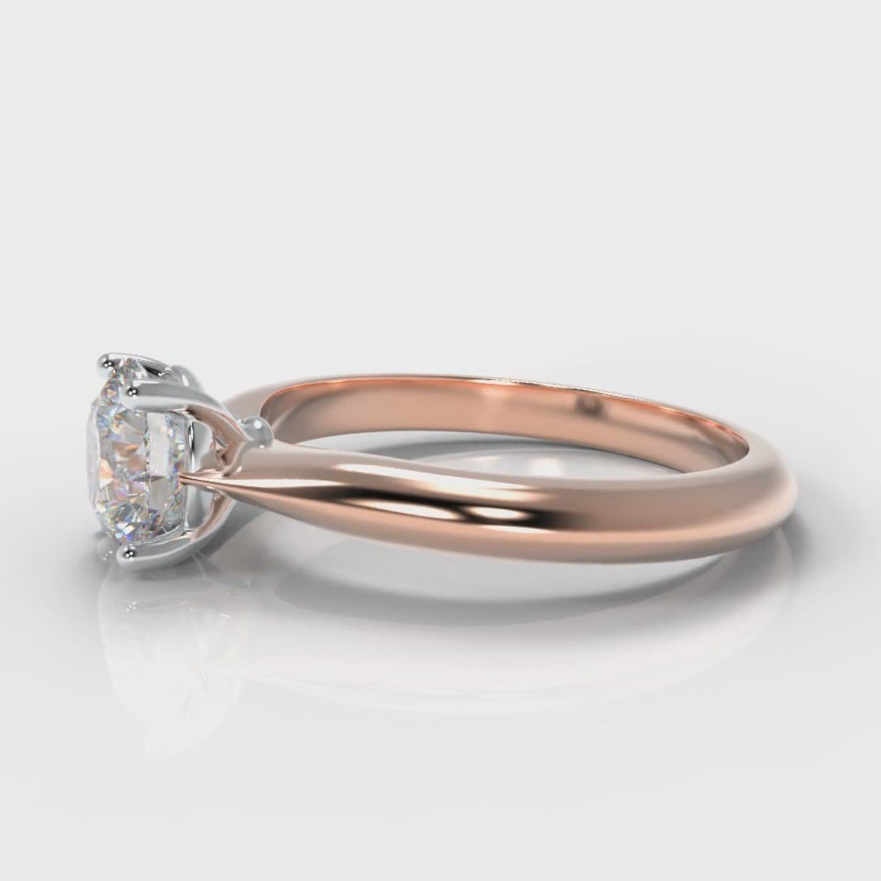 Carrée Solitaire Round Brilliant Engagement Ring - Rose Gold