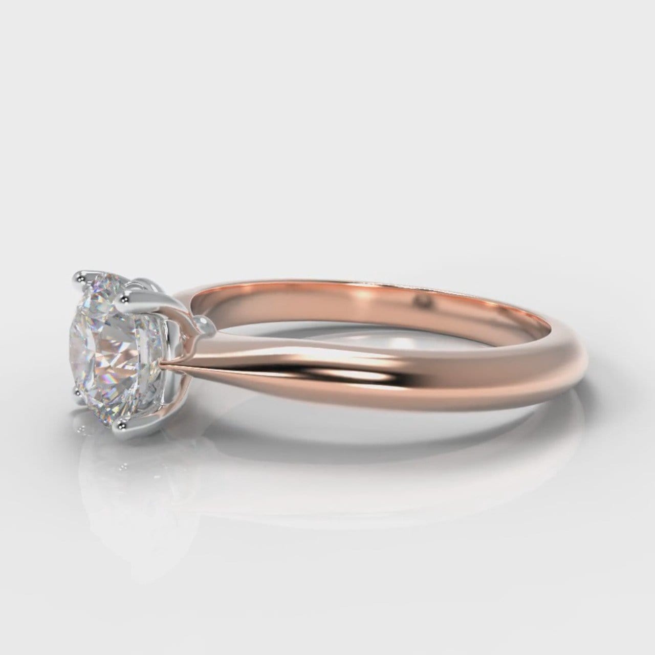 Carrée Solitaire Round Brilliant Engagement Ring - Rose Gold