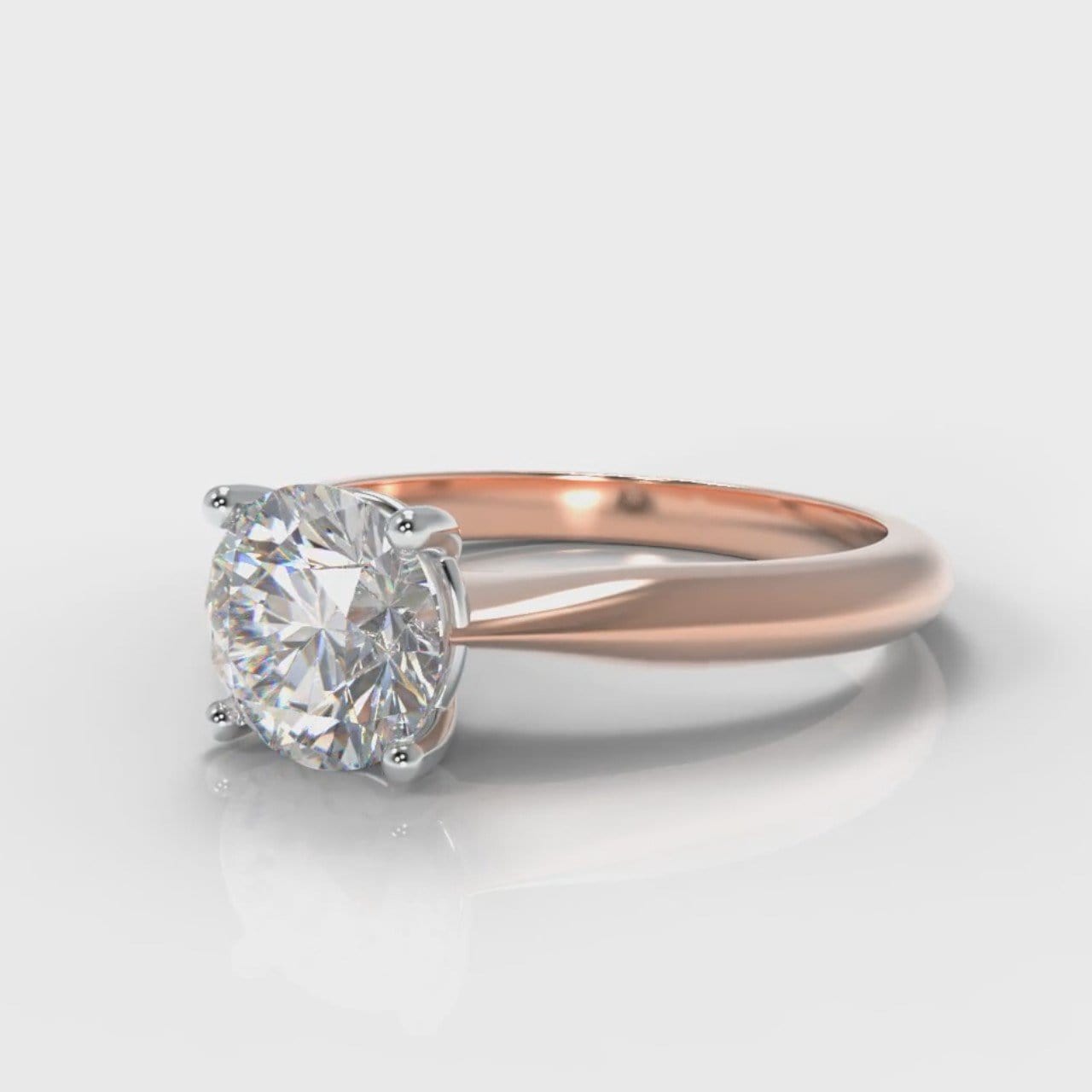 Carrée Solitaire Round Brilliant Engagement Ring - Rose Gold