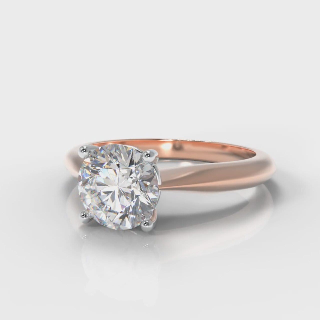 Carrée Solitaire Round Brilliant Engagement Ring - Rose Gold