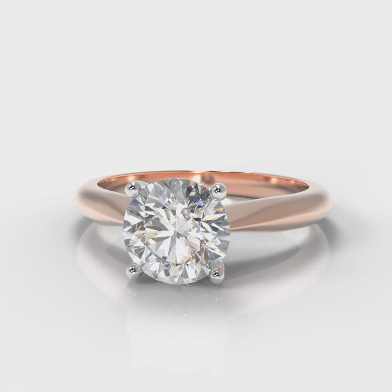 Carrée Solitaire Round Brilliant Engagement Ring - Rose Gold