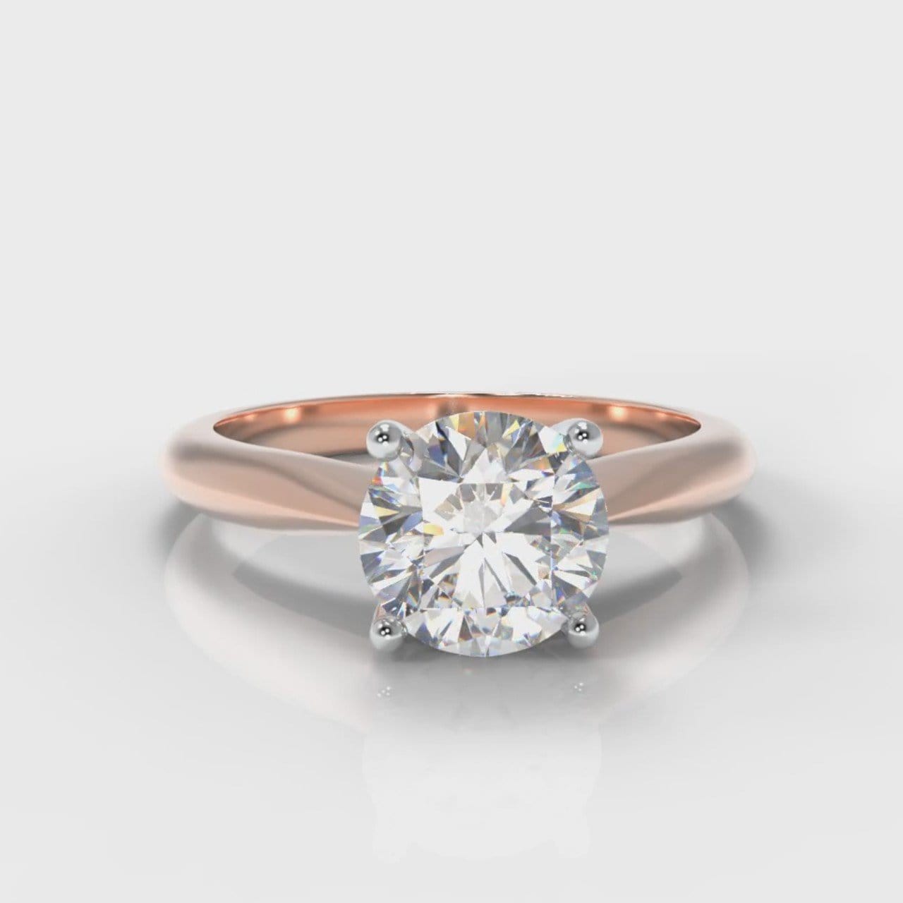 Carrée Solitaire Round Brilliant Engagement Ring - Rose Gold