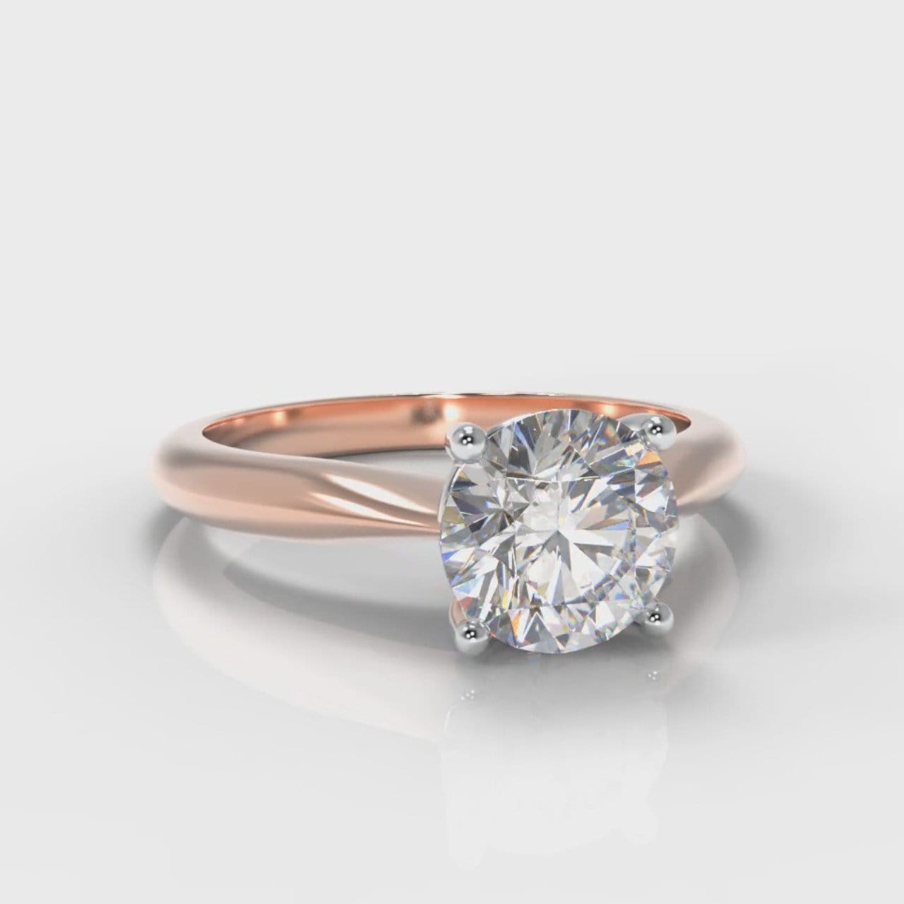 Carrée Solitaire Round Brilliant Engagement Ring - Rose Gold