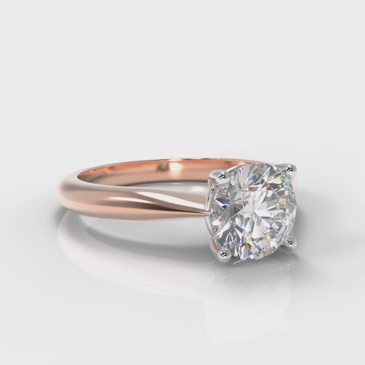 Carrée Solitaire Round Brilliant Engagement Ring - Rose Gold