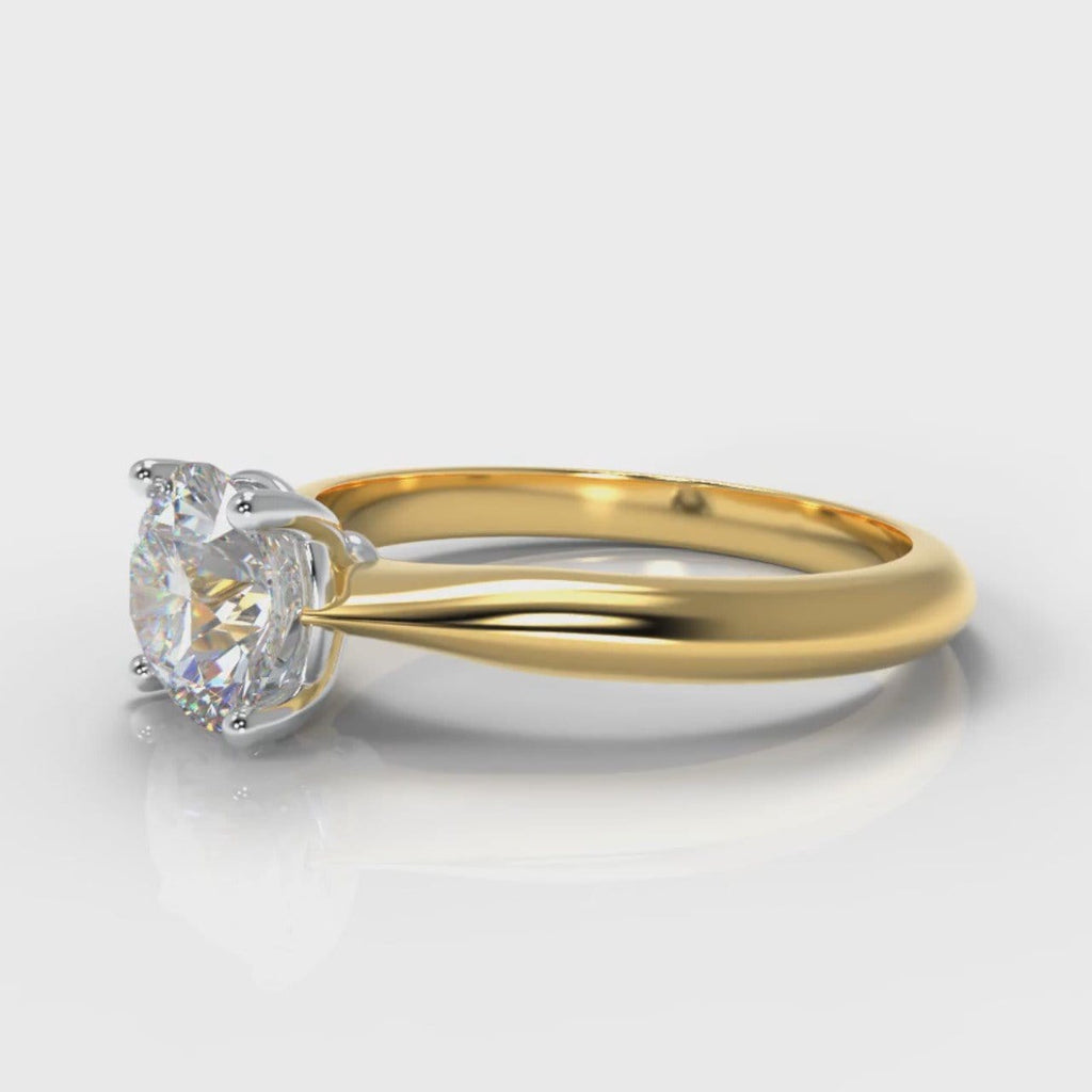 Carrée Solitaire Round Brilliant Diamond Engagement Ring - Yellow Gold