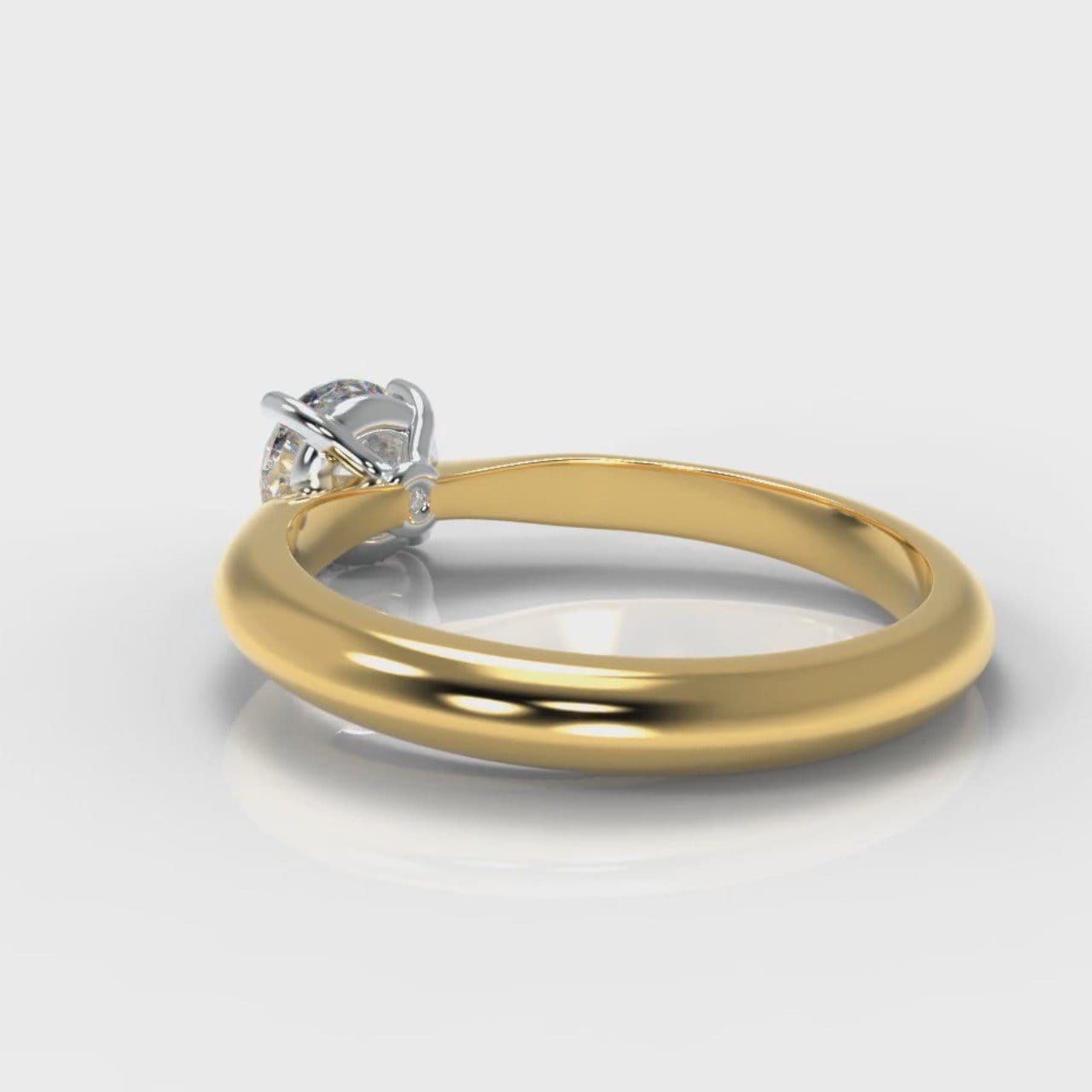 Carrée Solitaire Round Brilliant Diamond Engagement Ring - Yellow Gold