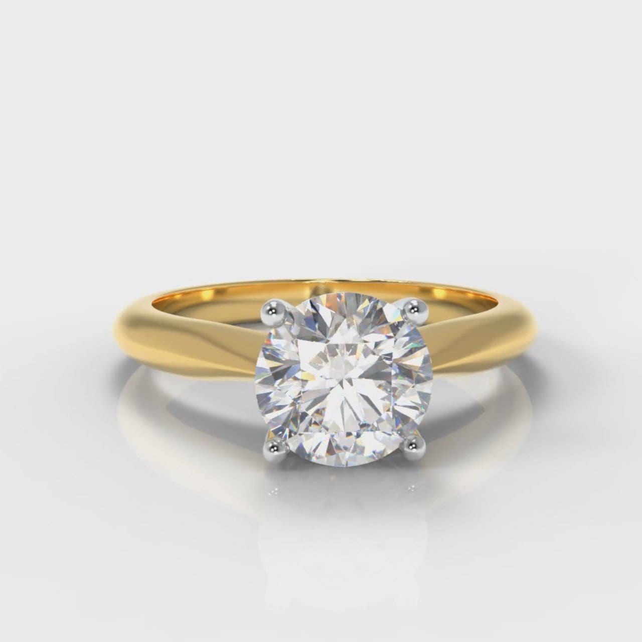 Carrée Solitaire Round Brilliant Diamond Engagement Ring - Yellow Gold