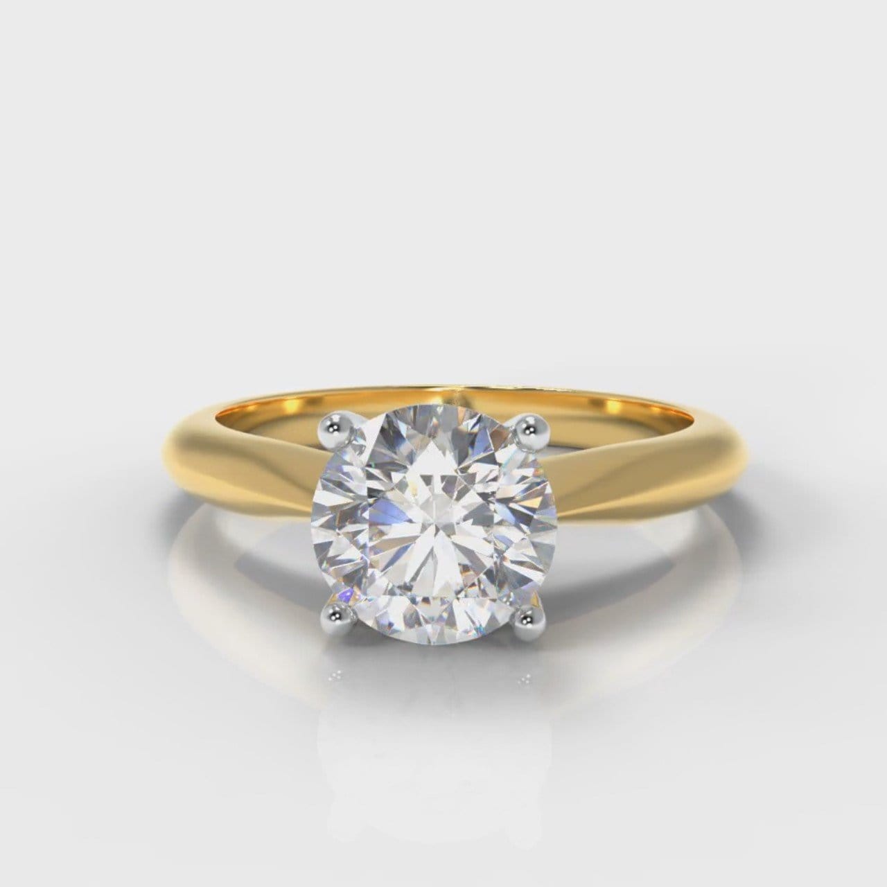 Carrée Solitaire Round Brilliant Diamond Engagement Ring - Yellow Gold