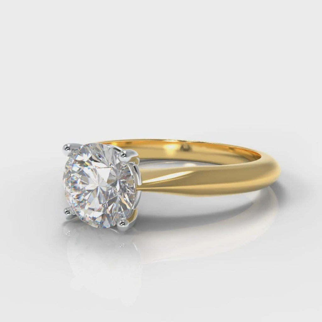 Carrée Solitaire Round Brilliant Diamond Engagement Ring - Yellow Gold