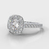 Pavé Cushion Cut Diamond Halo Engagement Ring