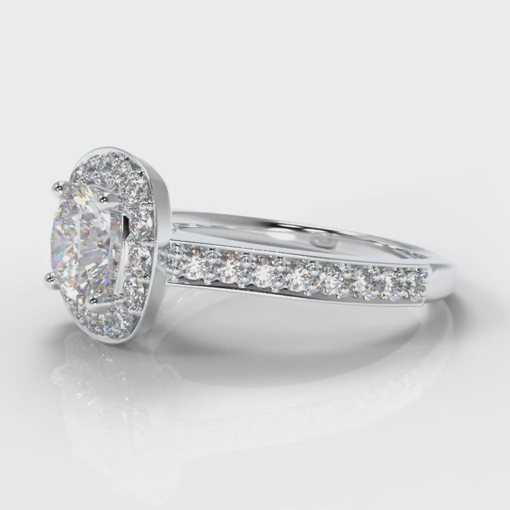 Pavé Cushion Cut Diamond Halo Engagement Ring