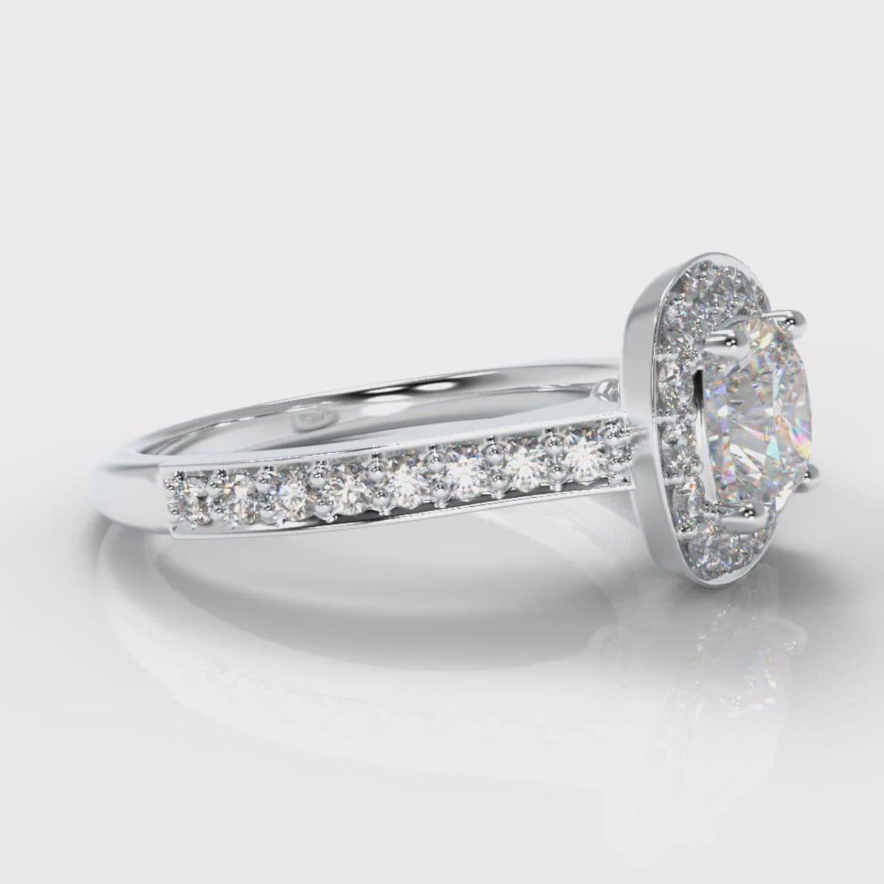 Pavé Cushion Cut Diamond Halo Engagement Ring