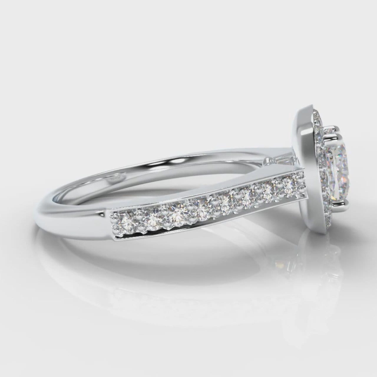 Pavé Cushion Cut Diamond Halo Engagement Ring