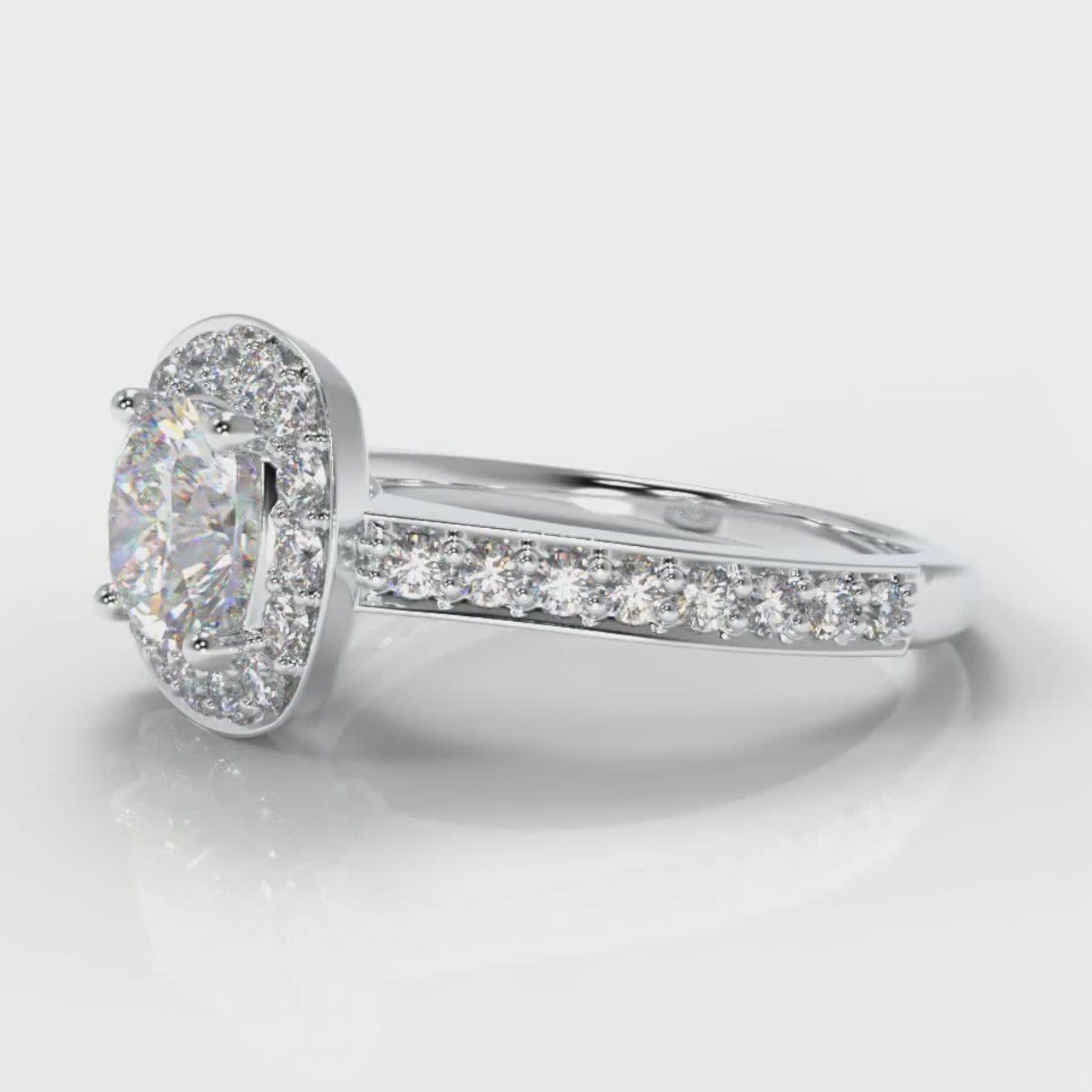 Pavé Cushion Cut Diamond Halo Engagement Ring