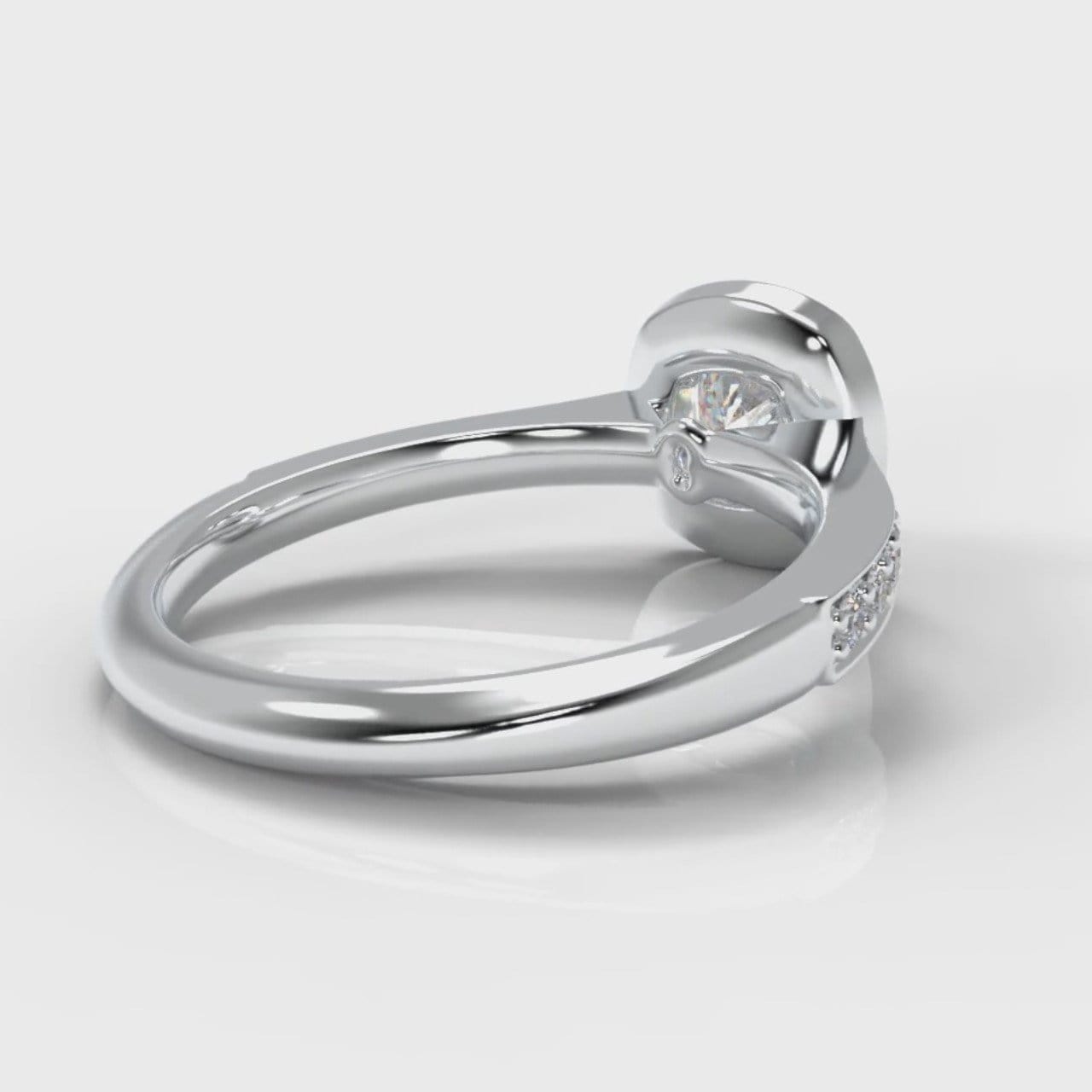 Pavé Cushion Cut Diamond Halo Engagement Ring