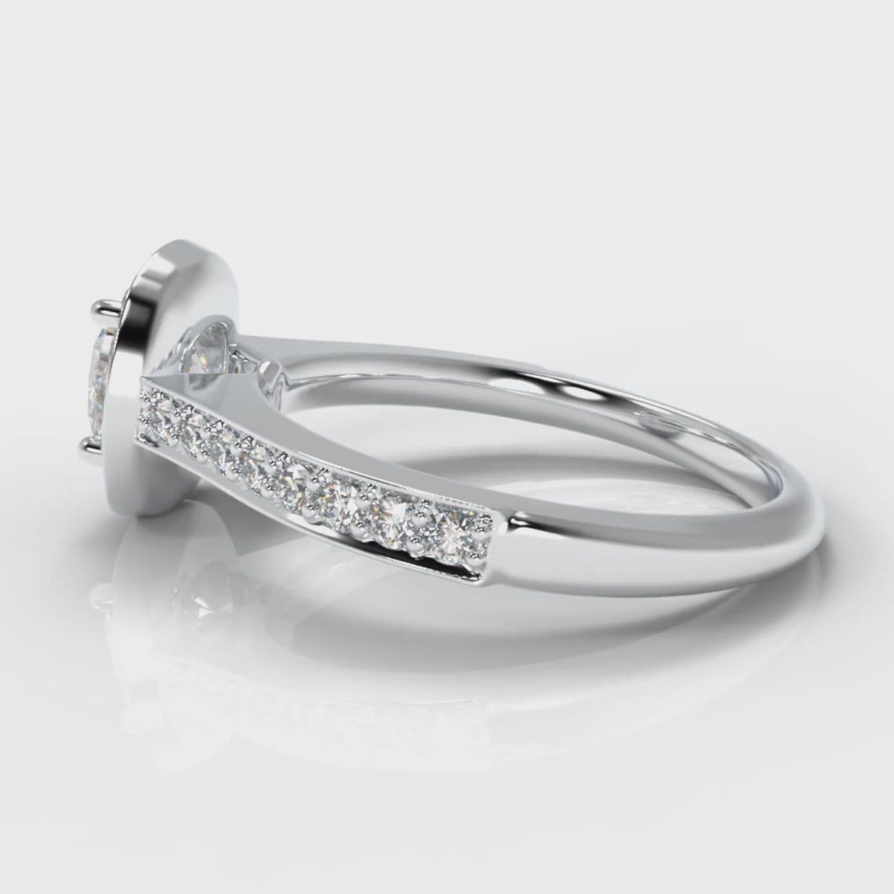 Pavé Cushion Cut Diamond Halo Engagement Ring