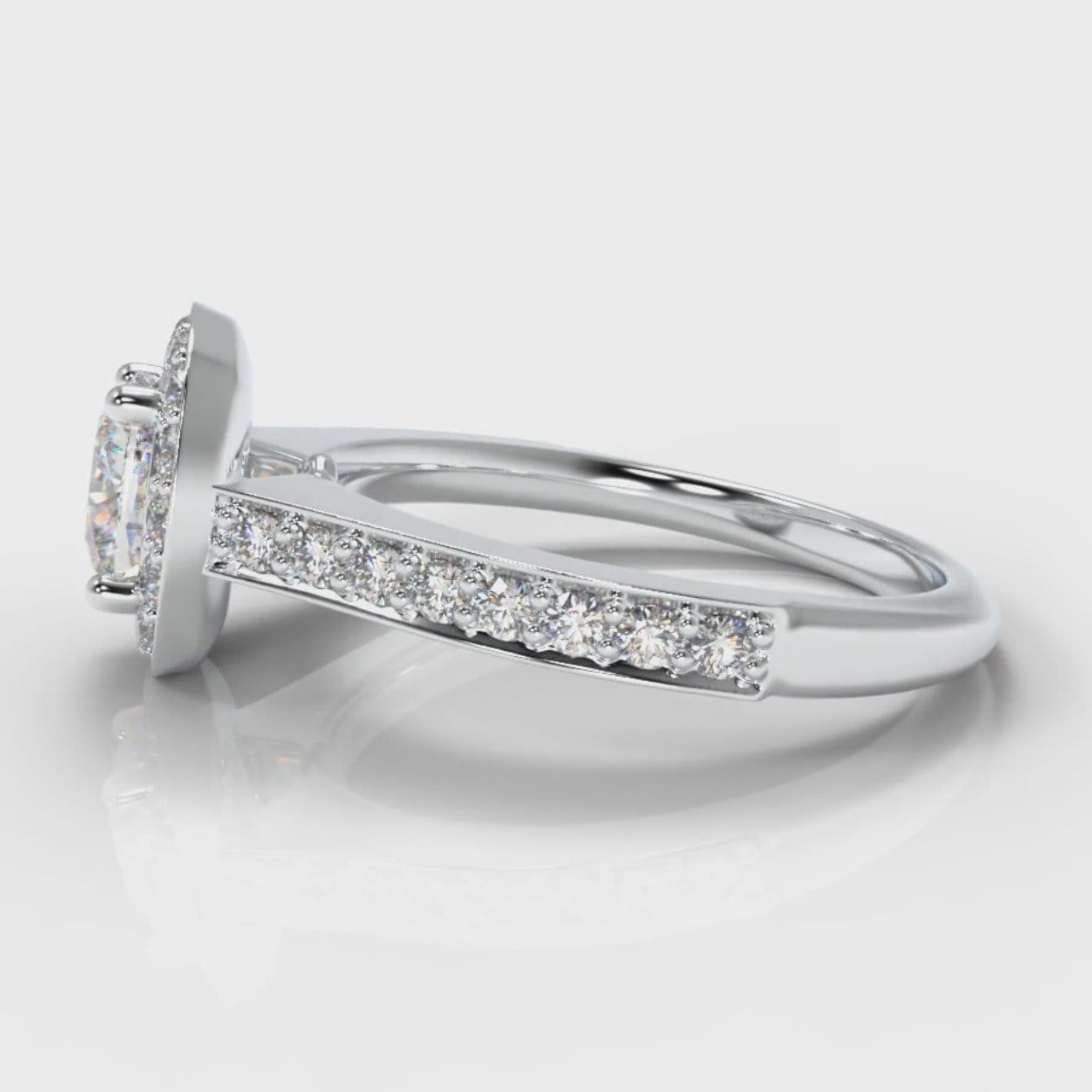Pavé Cushion Cut Diamond Halo Engagement Ring