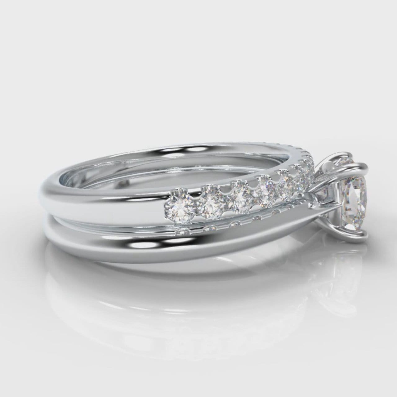 Carrée Solitaire Cushion Cut Diamond Bridal Set