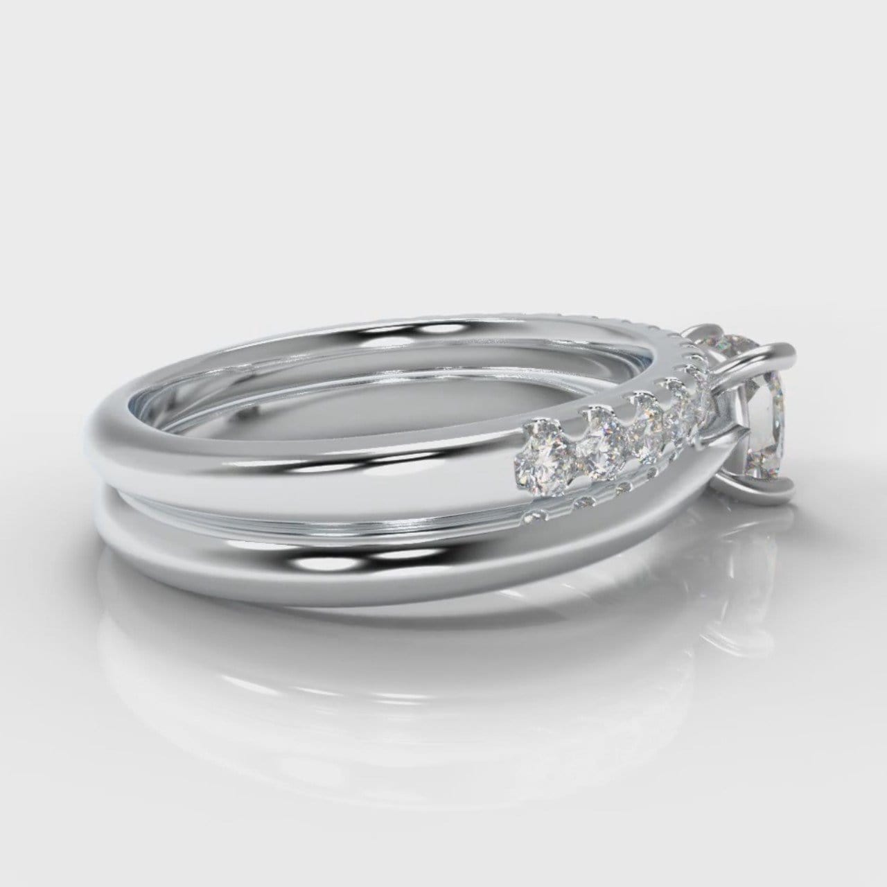 Carrée Solitaire Cushion Cut Diamond Bridal Set