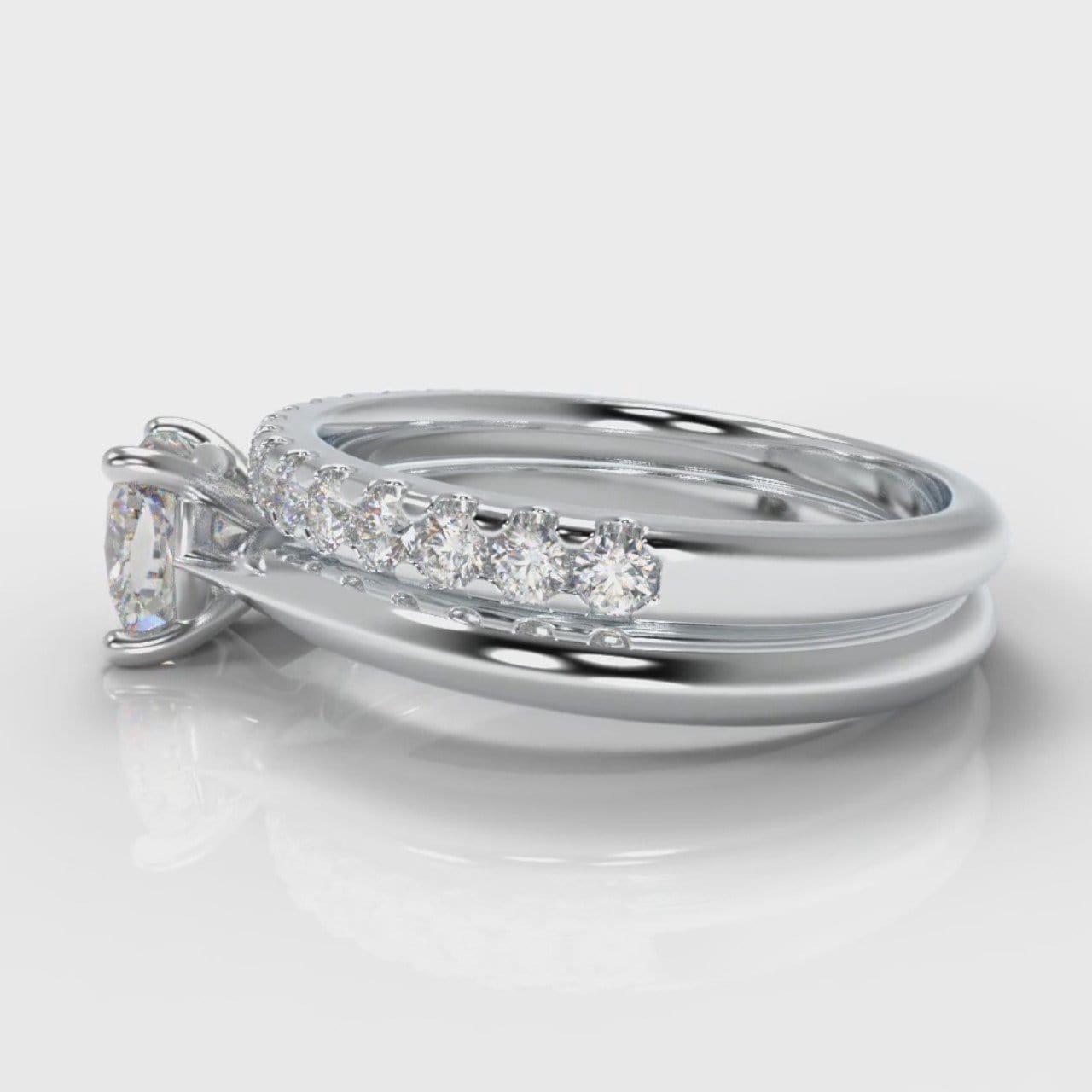 Carrée Solitaire Cushion Cut Diamond Bridal Set