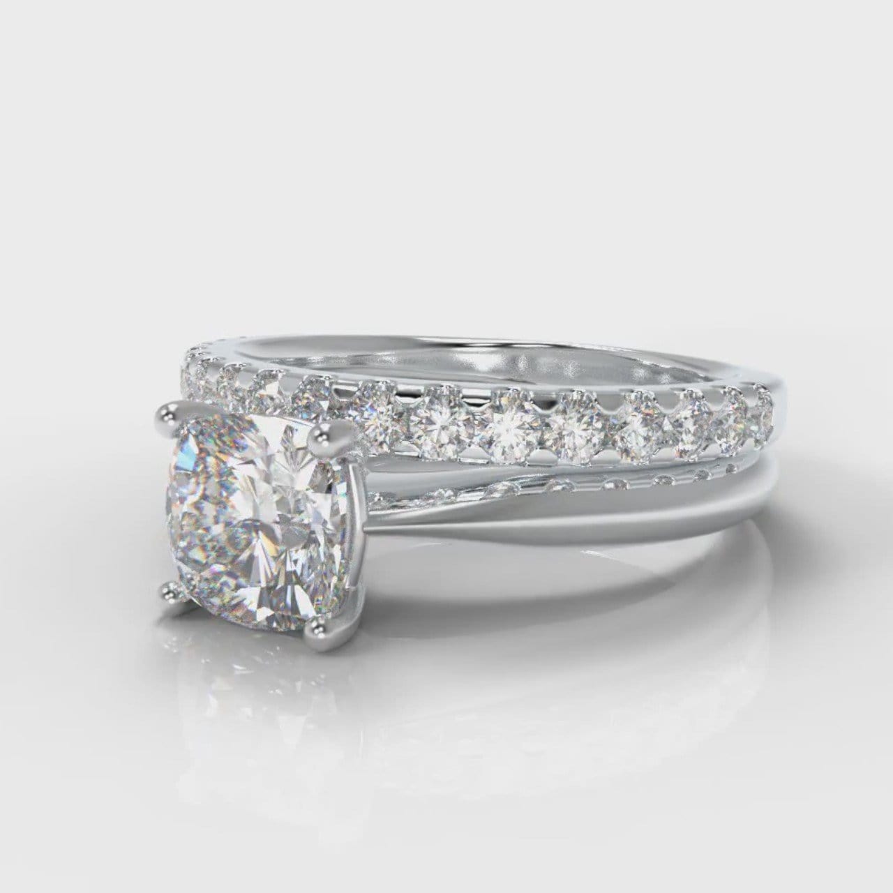 Carrée Solitaire Cushion Cut Diamond Bridal Set