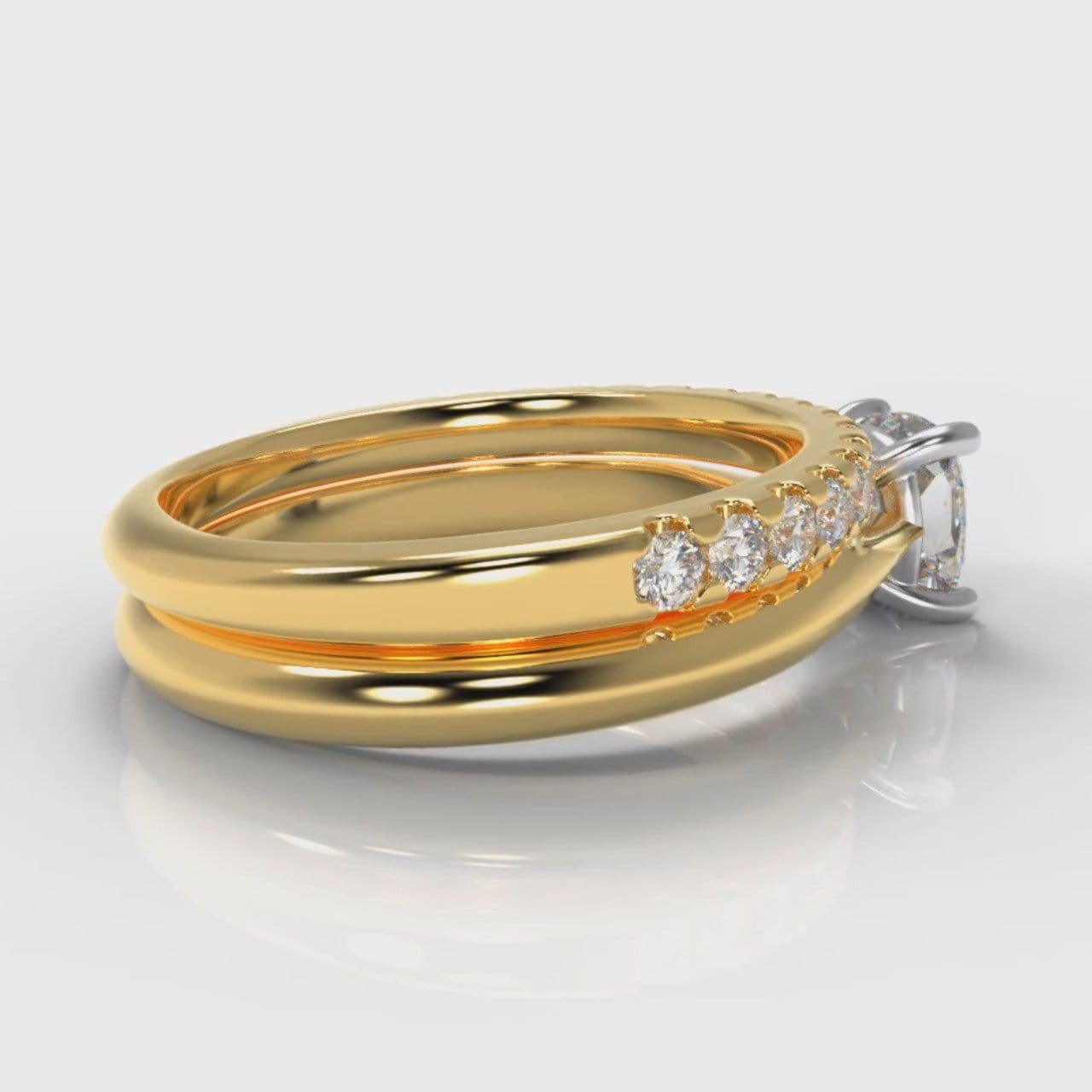 Carrée Solitaire Cushion Cut Diamond Bridal Set - Yellow Gold