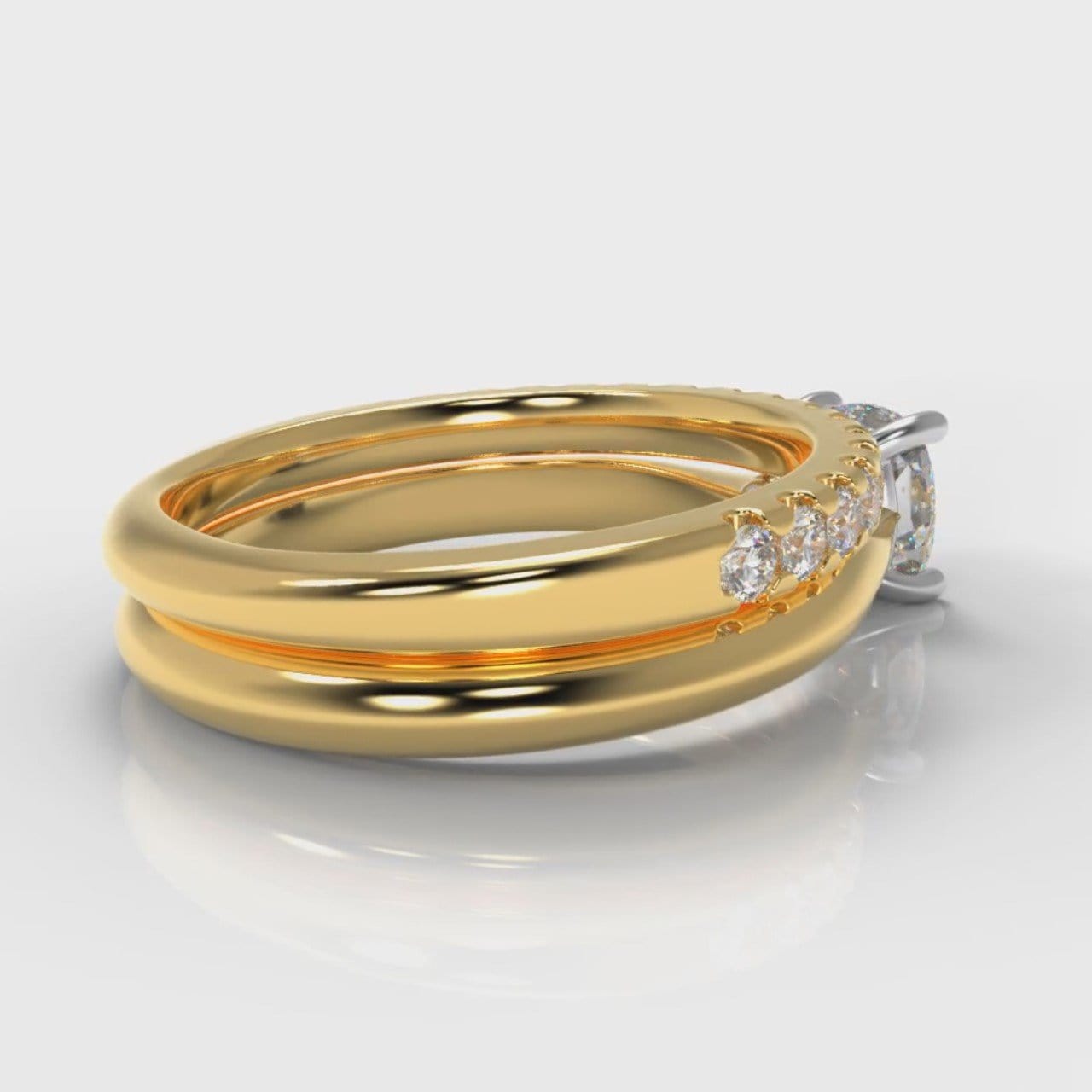 Carrée Solitaire Cushion Cut Diamond Bridal Set - Yellow Gold