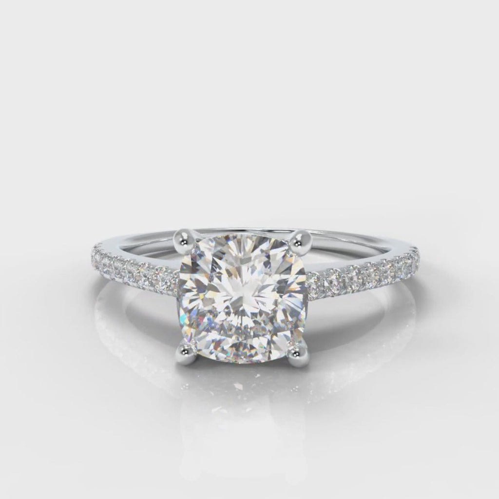 Petite Micropavé Cushion Cut Diamond Engagement Ring
