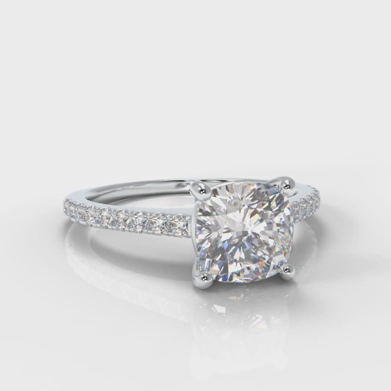 Petite Micropavé Cushion Cut Diamond Engagement Ring