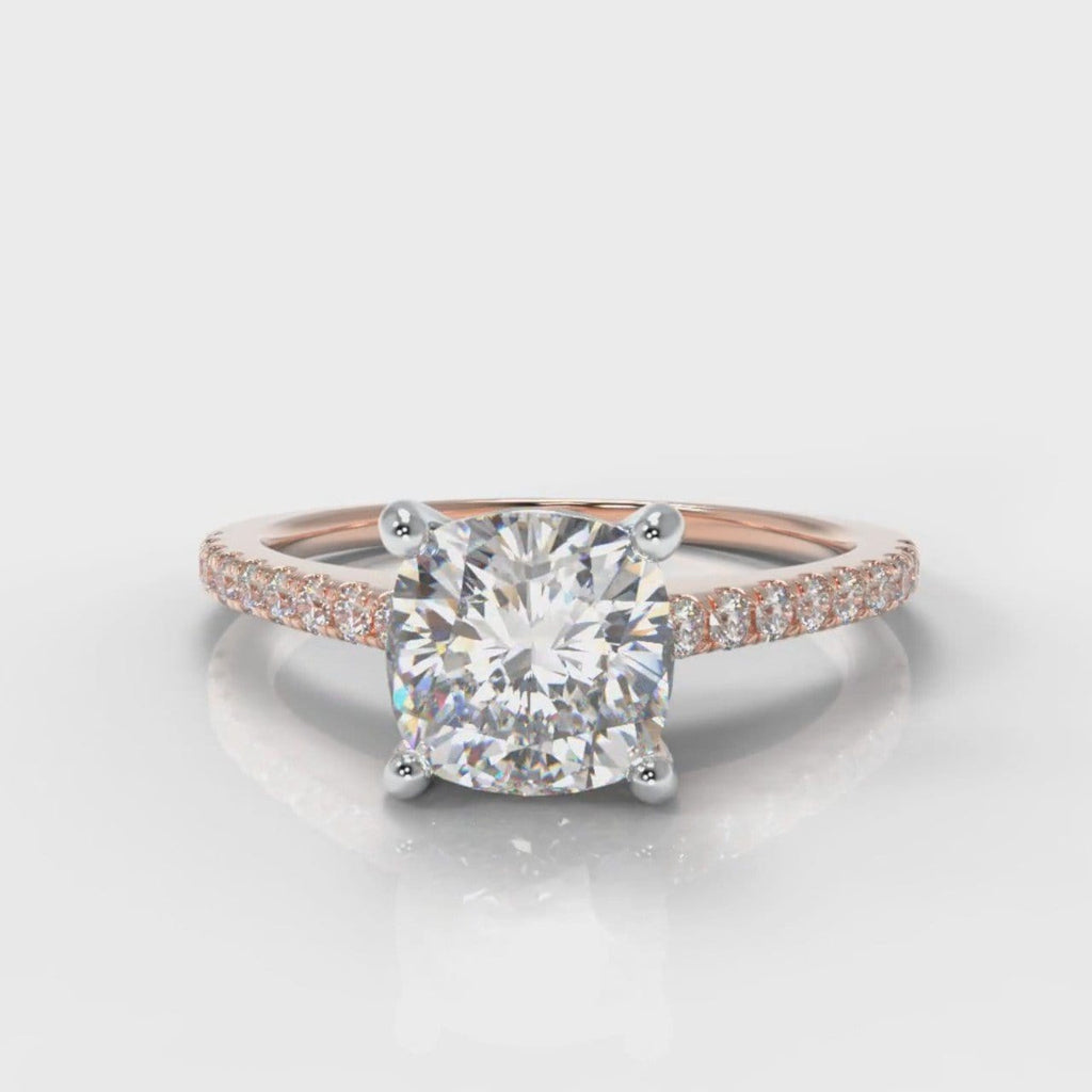 Petite Micropavé Cushion Cut Diamond Engagement Ring - Rose Gold