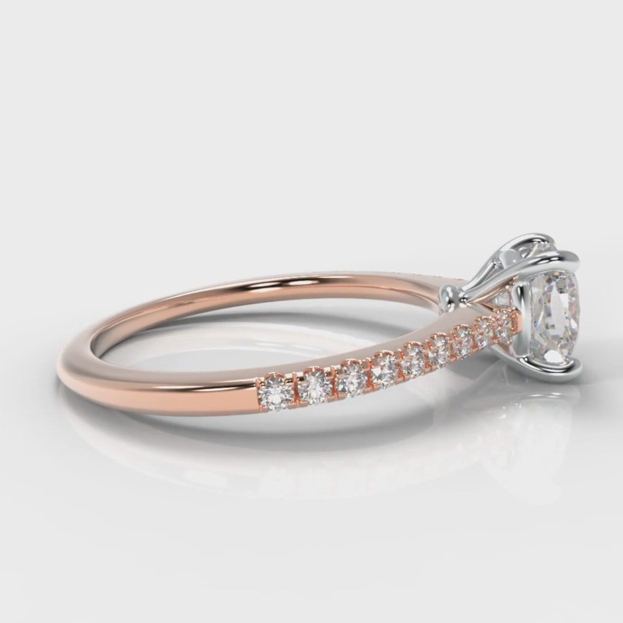 Petite Micropavé Cushion Cut Diamond Engagement Ring - Rose Gold