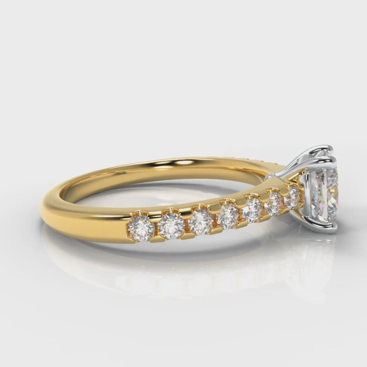 Carrée Micropavé Cushion Cut Diamond Engagement Ring - Yellow Gold