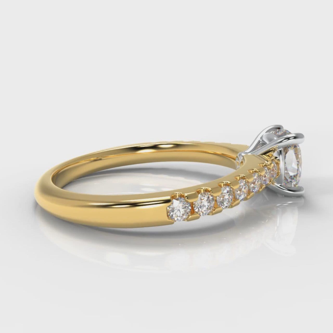 Carrée Micropavé Cushion Cut Diamond Engagement Ring - Yellow Gold
