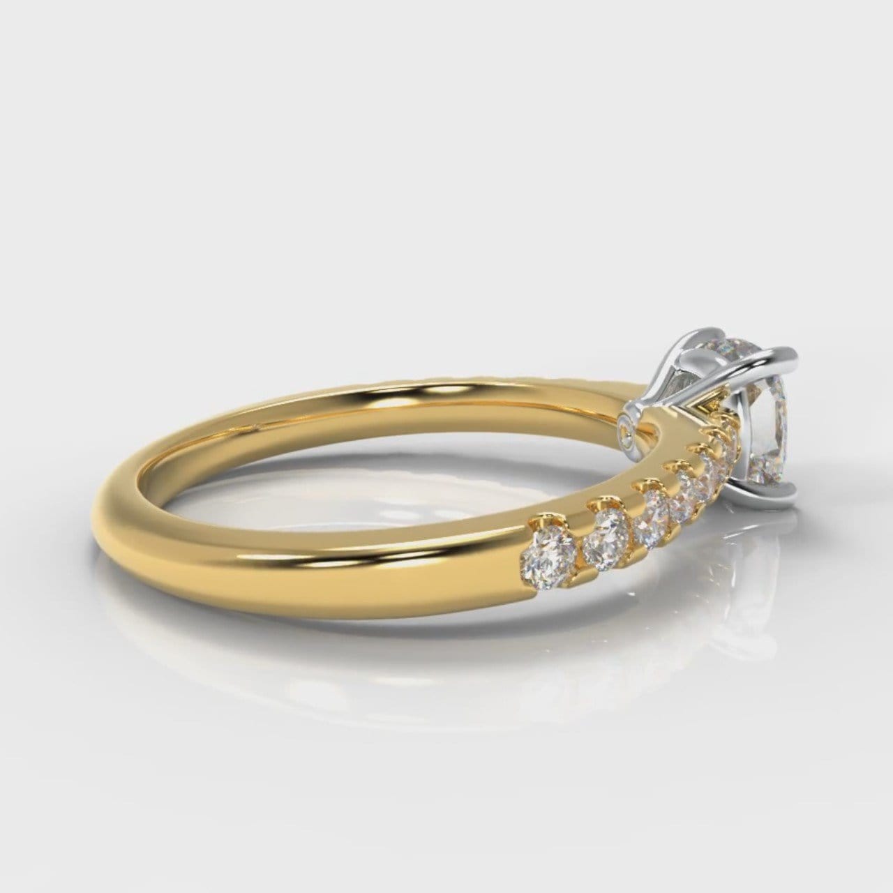 Carrée Micropavé Cushion Cut Diamond Engagement Ring - Yellow Gold