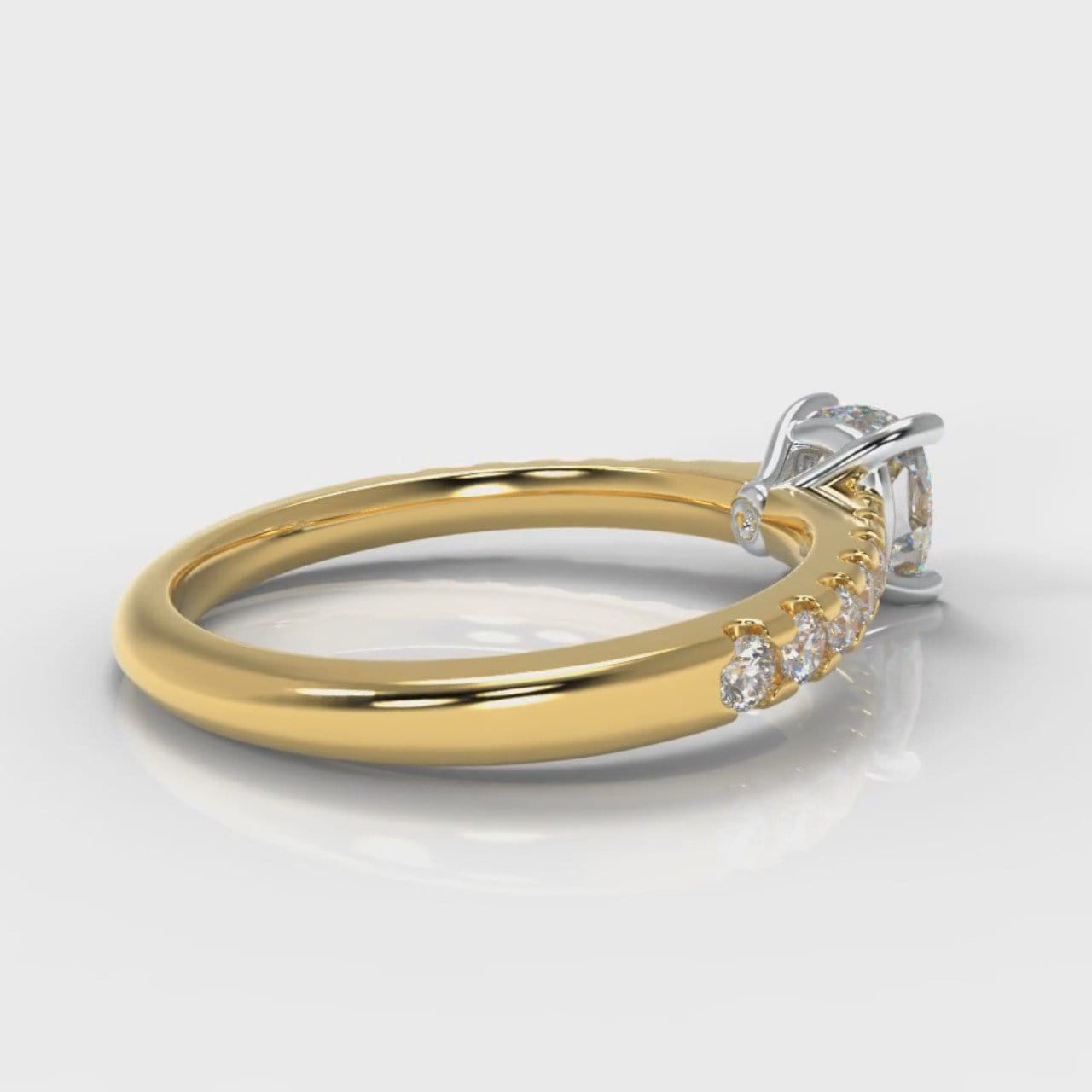 Carrée Micropavé Cushion Cut Diamond Engagement Ring - Yellow Gold