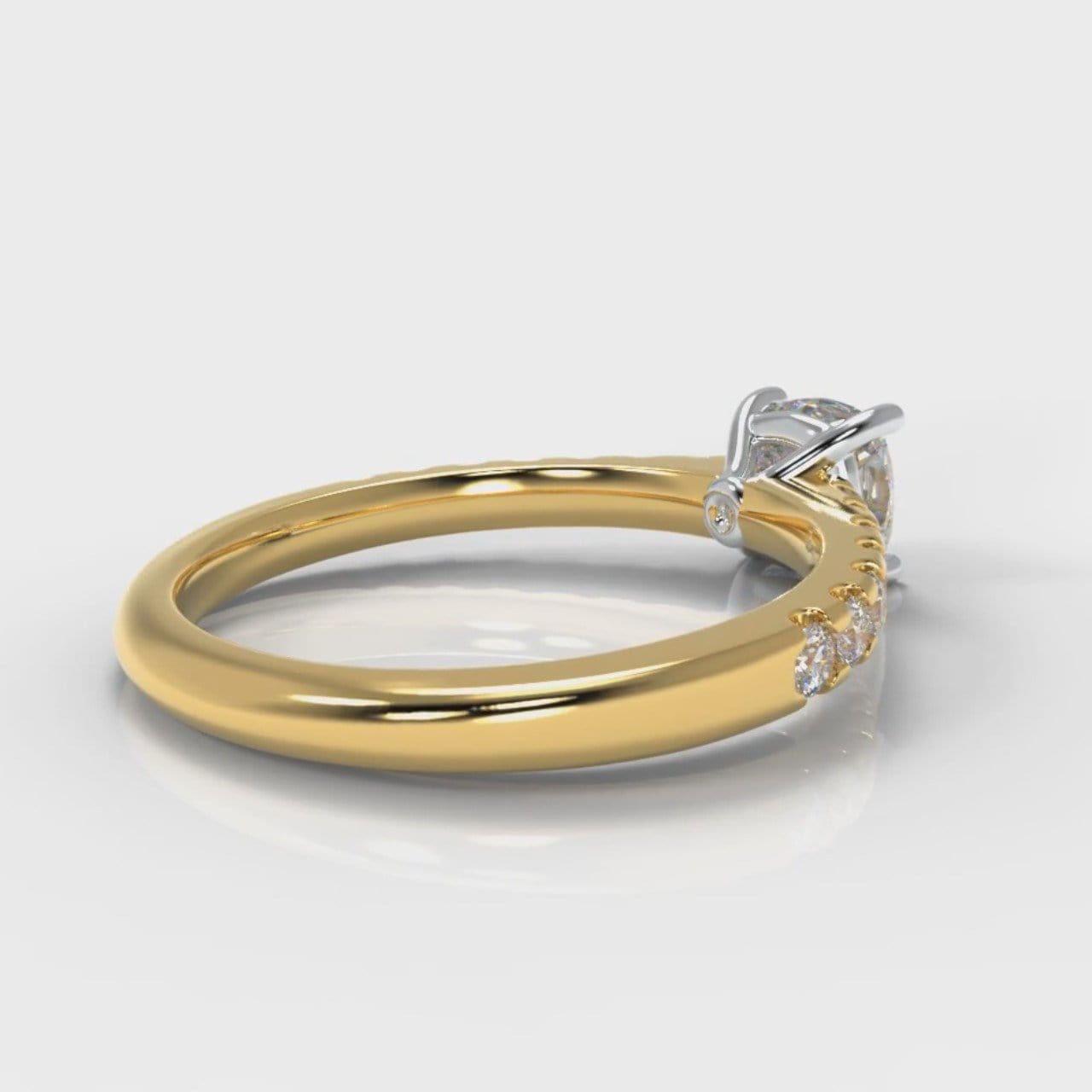 Carrée Micropavé Cushion Cut Diamond Engagement Ring - Yellow Gold
