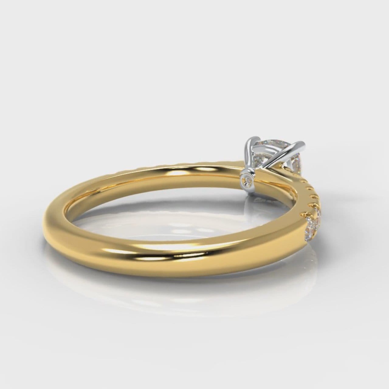 Carrée Micropavé Cushion Cut Diamond Engagement Ring - Yellow Gold