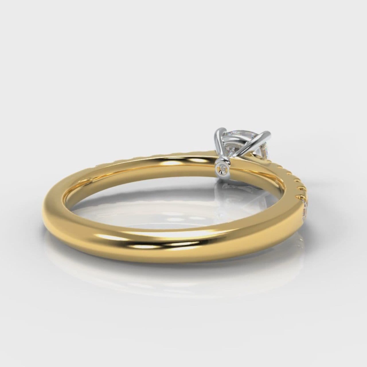 Carrée Micropavé Cushion Cut Diamond Engagement Ring - Yellow Gold