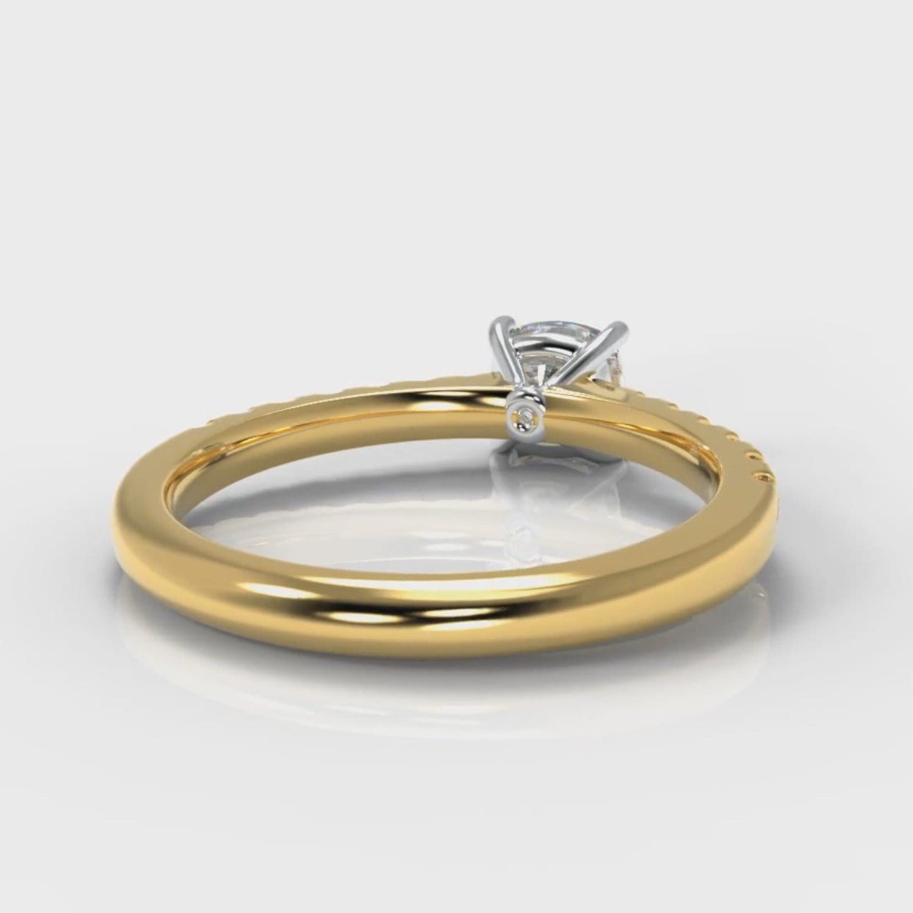 Carrée Micropavé Cushion Cut Diamond Engagement Ring - Yellow Gold