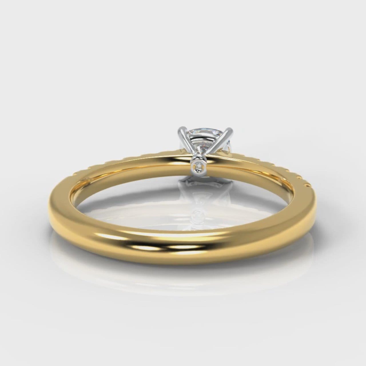 Carrée Micropavé Cushion Cut Diamond Engagement Ring - Yellow Gold